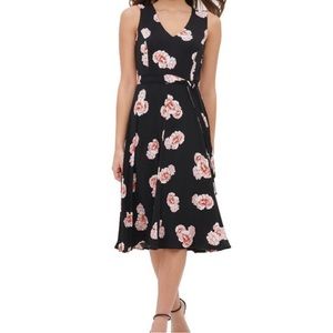 NEW Tommy Hilfiger black pink floral flower sleeveless dress 8
